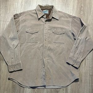 Outdoor Exchange Taupe Corduroy Button-Down Shirt Size XL